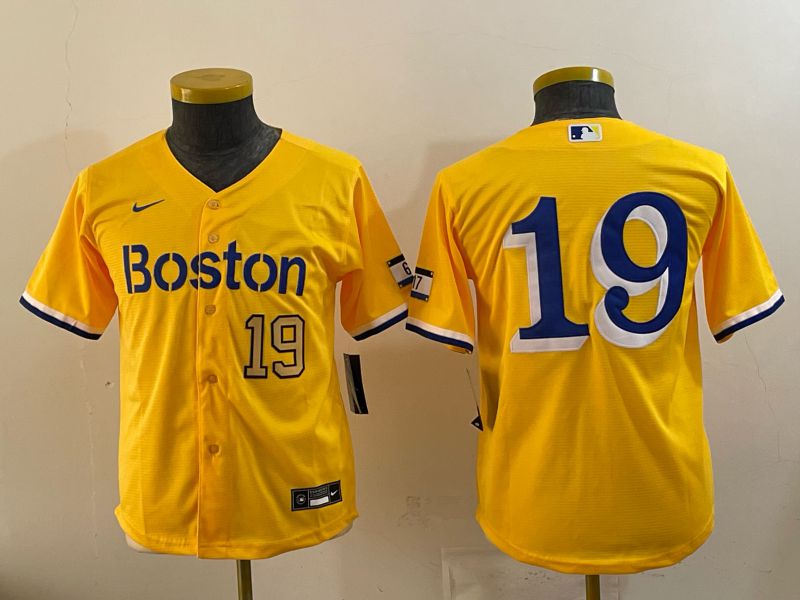 Youth 2025 Boston Red Sox #19 No Name Yellow City Edition Nike MLB Jersey style 03